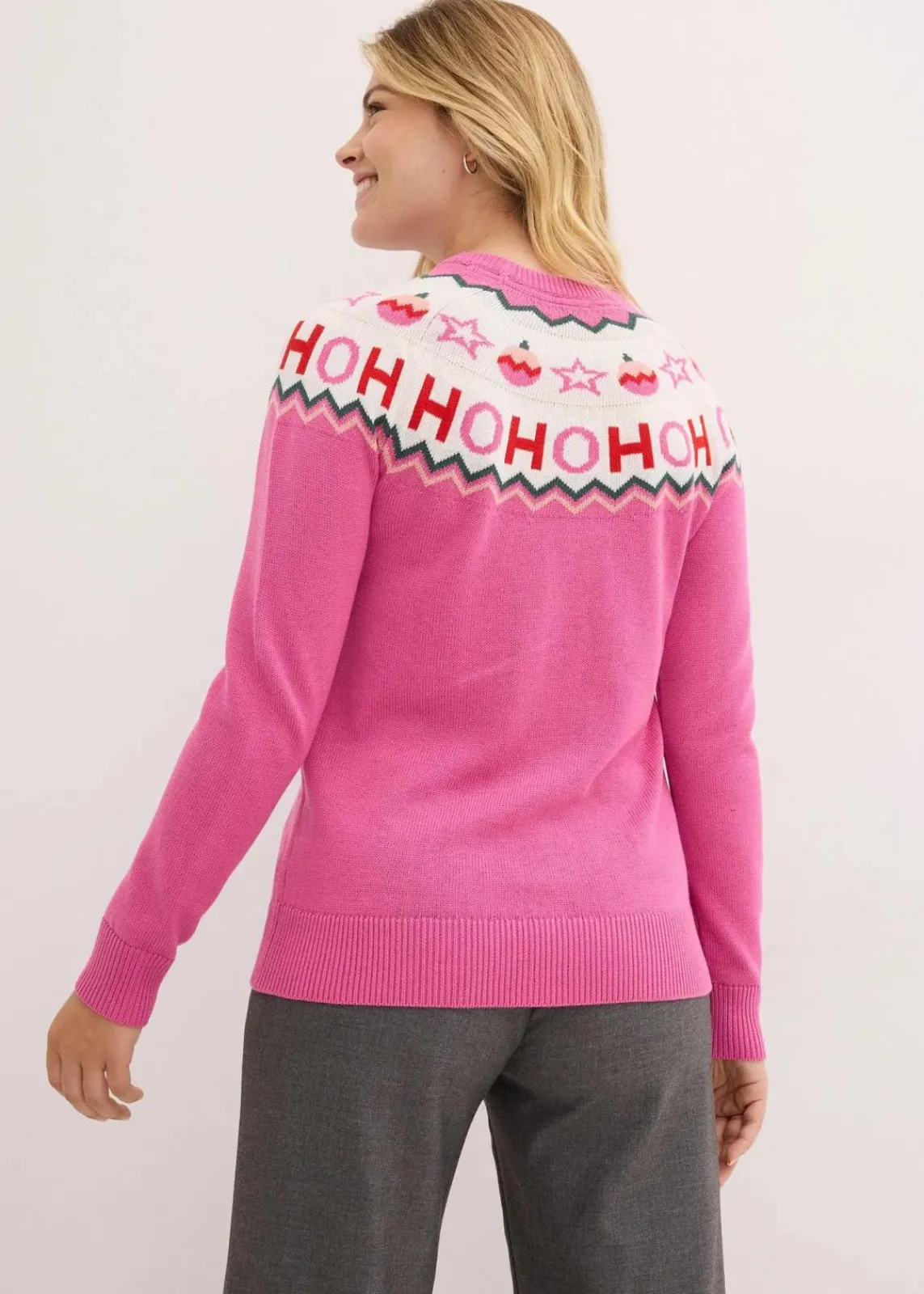 bonprix Bekleidung·Jeans|Bekleidung·Umstandsmode^Pullover mit Weihnachtsmotiv hellfuchsia norwegermuster