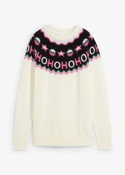 bonprix Pullover & Strickjacken|Strickmode^Pullover mit Weihnachtsmotiv cremeweiß norwegermuster