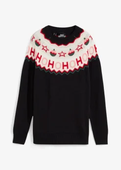 bonprix Pullover & Strickjacken|Strickmode^Pullover mit Weihnachtsmotiv schwarz norwegermuster