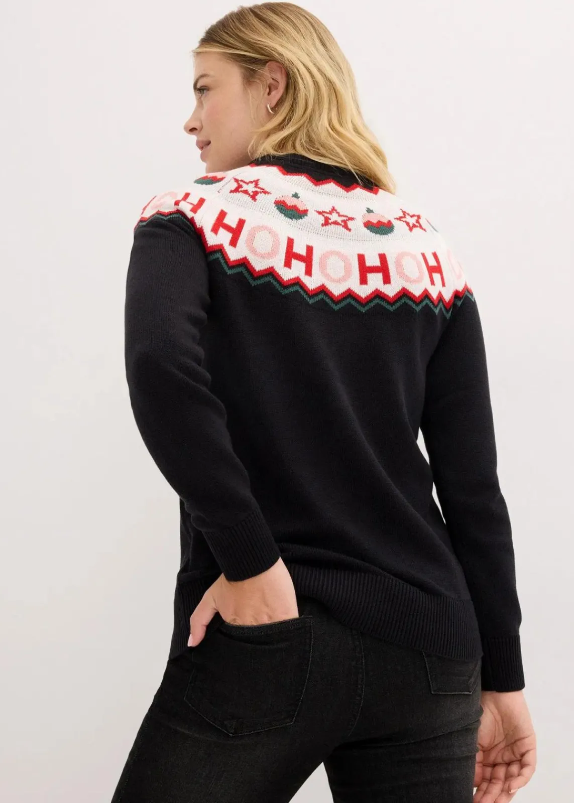 bonprix Pullover & Strickjacken|Strickmode^Pullover mit Weihnachtsmotiv schwarz norwegermuster