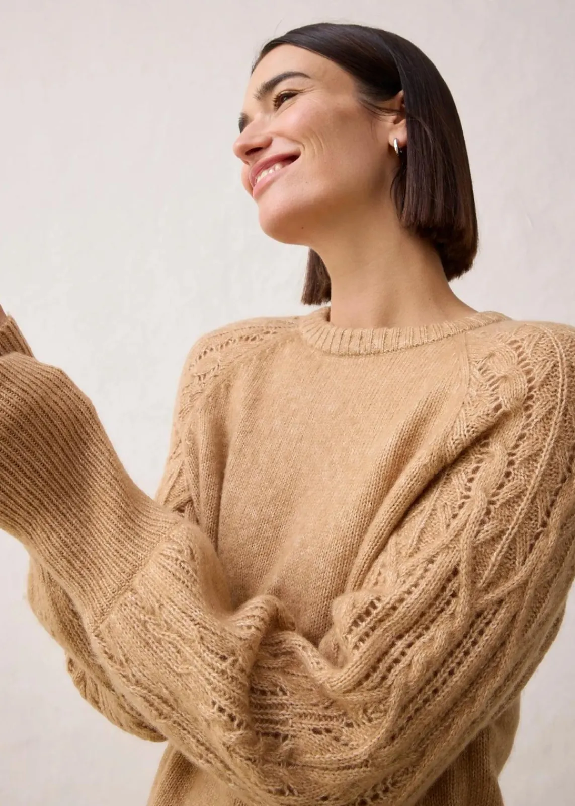bonprix Bekleidung·Umstandsmode|Premium^Pullover mit Woll-Anteil mattcamel