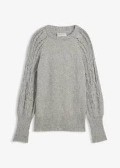 bonprix Bekleidung·Umstandsmode|Premium^Pullover mit Woll-Anteil hellgrau meliert