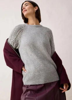 bonprix Bekleidung·Umstandsmode|Premium^Pullover mit Woll-Anteil hellgrau meliert