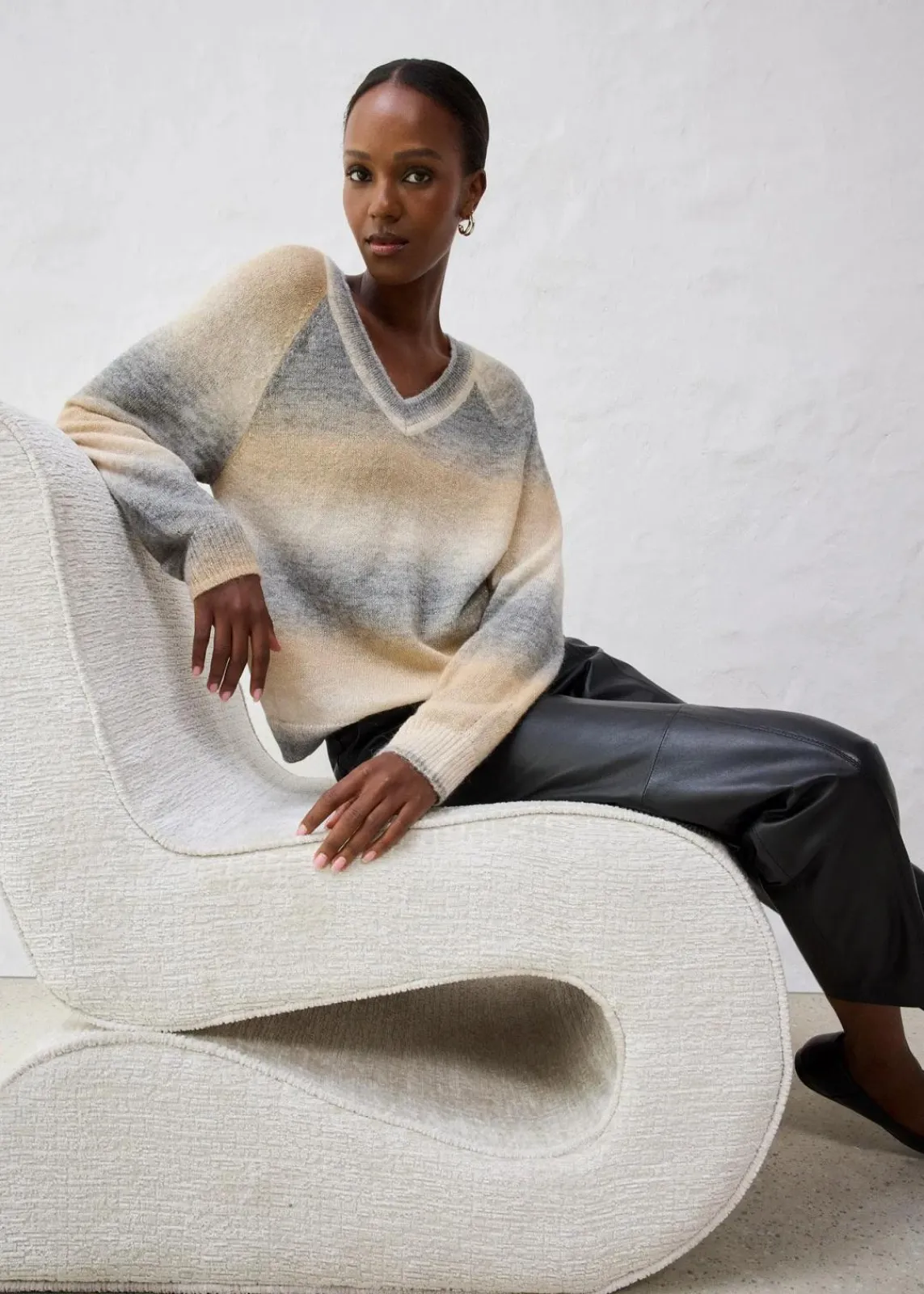 bonprix Strickmode|Pullover & Strickjacken^Pullover mit Wolle und Lurex naturbeige/grau meliert bedruckt