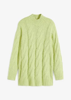 bonprix Pullover & Strickjacken|Strickmode^Pullover mit Zopfmuster mintgrün