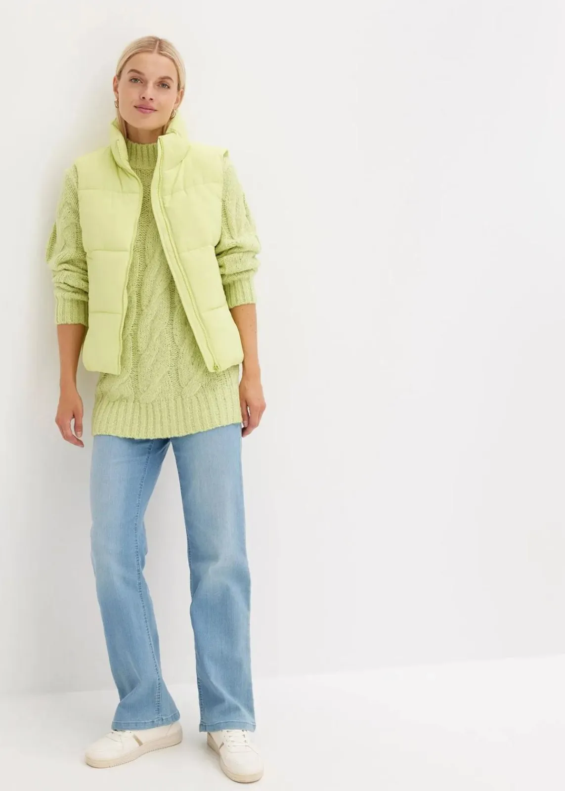 bonprix Pullover & Strickjacken|Strickmode^Pullover mit Zopfmuster mintgrün