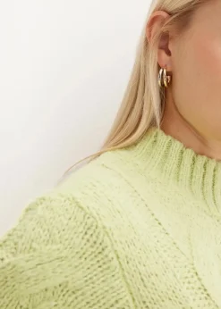 bonprix Pullover & Strickjacken|Strickmode^Pullover mit Zopfmuster mintgrün