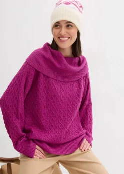 bonprix Bekleidung·Umstandsmode|Bekleidung·Jeans^Pullover mit Zopfmuster dunkelfuchsia