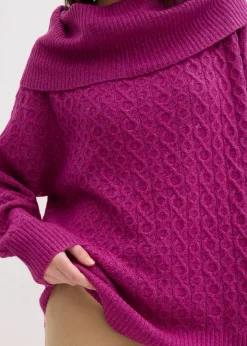 bonprix Bekleidung·Umstandsmode|Bekleidung·Jeans^Pullover mit Zopfmuster dunkelfuchsia