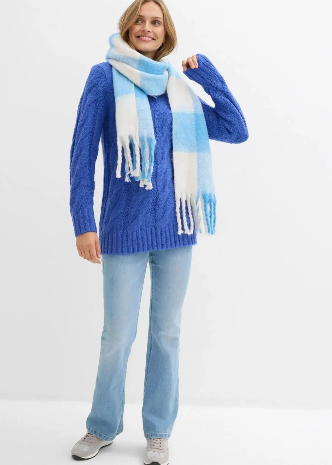 bonprix Bekleidung·Umstandsmode|Strickmode^Pullover mit Zopfmuster edelsteinblau