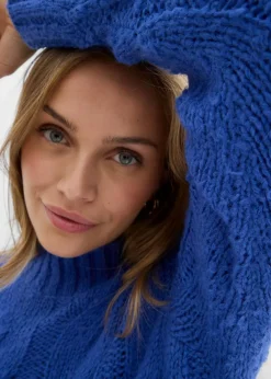 bonprix Bekleidung·Umstandsmode|Strickmode^Pullover mit Zopfmuster edelsteinblau