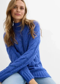 bonprix Bekleidung·Umstandsmode|Strickmode^Pullover mit Zopfmuster edelsteinblau