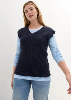 bonprix Bekleidung·Umstandsmode|Strickmode^Pullunder dunkelblau