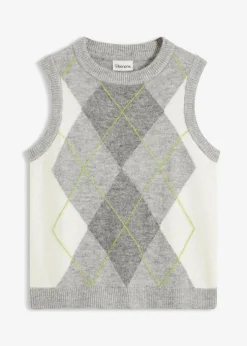 bonprix Bekleidung·Umstandsmode|Bekleidung·Jeans^Pullunder grau meliert graphisch