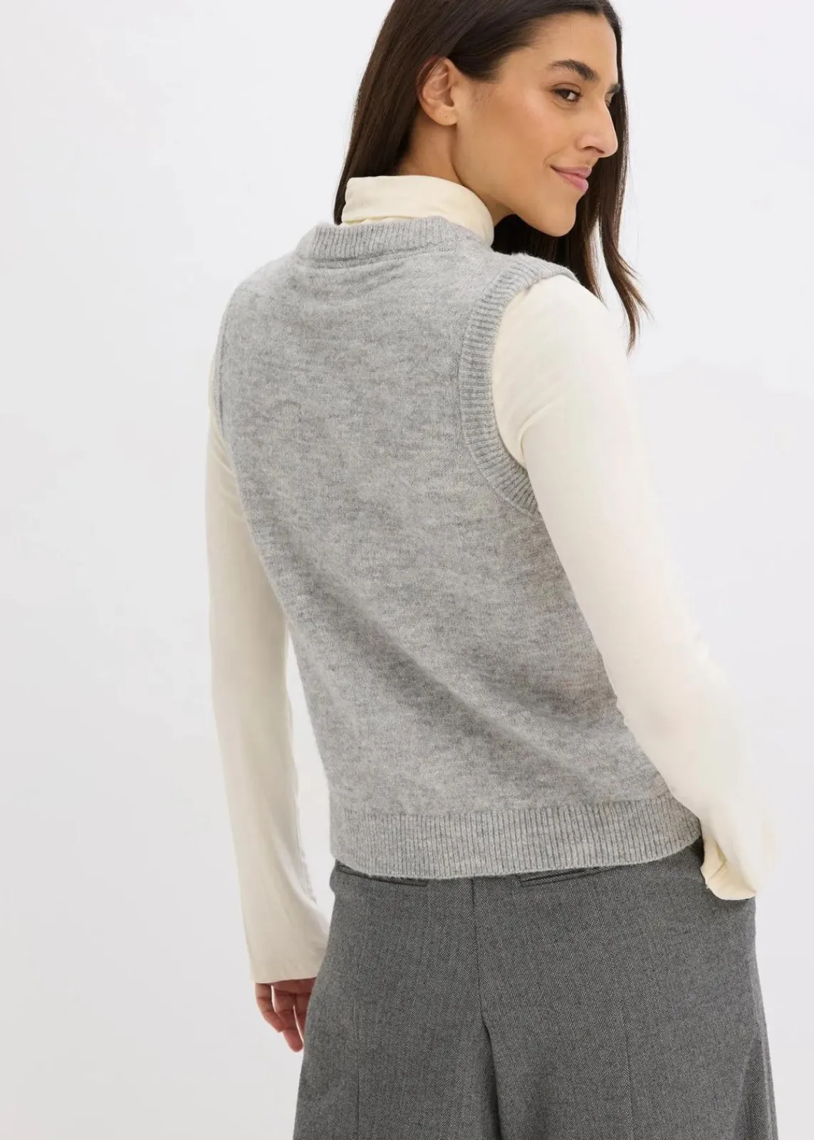 bonprix Bekleidung·Umstandsmode|Bekleidung·Jeans^Pullunder grau meliert graphisch