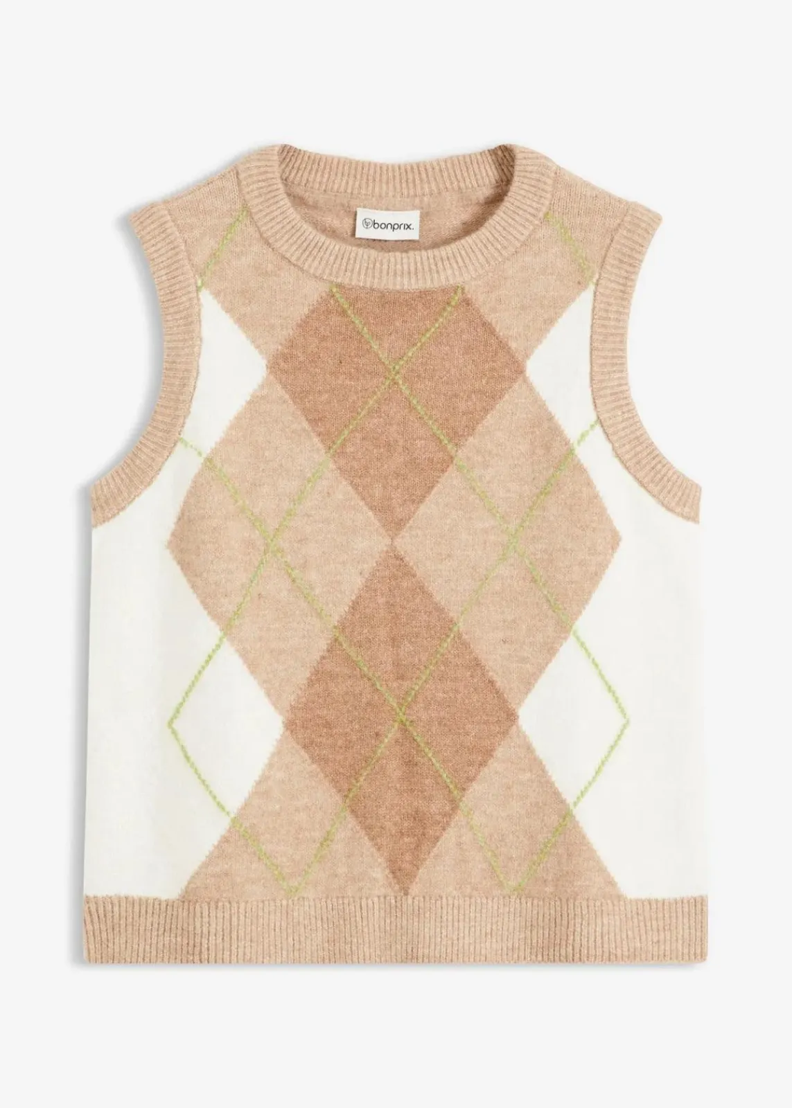 bonprix Pullover & Strickjacken|Strickmode^Pullunder latte macchiato/cremeweiß graphisch