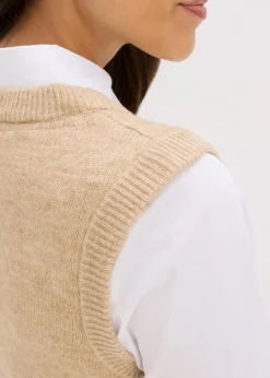bonprix Pullover & Strickjacken|Strickmode^Pullunder latte macchiato/cremeweiß graphisch