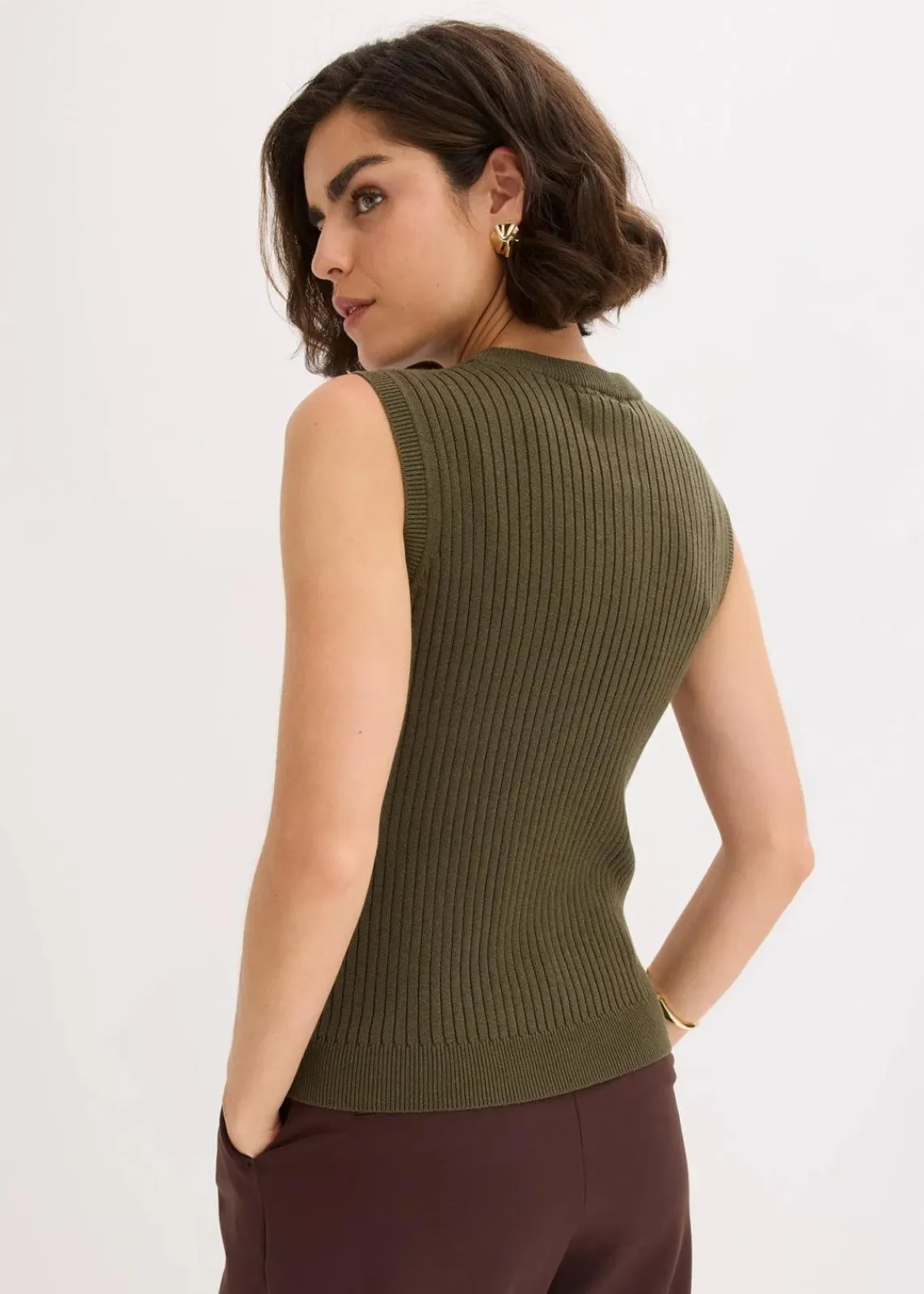bonprix Pullover & Strickjacken|Strickmode^Pullunder aus Baumwolle dunkeloliv