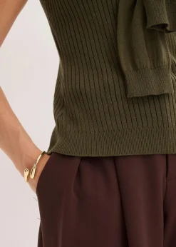 bonprix Pullover & Strickjacken|Strickmode^Pullunder aus Baumwolle dunkeloliv