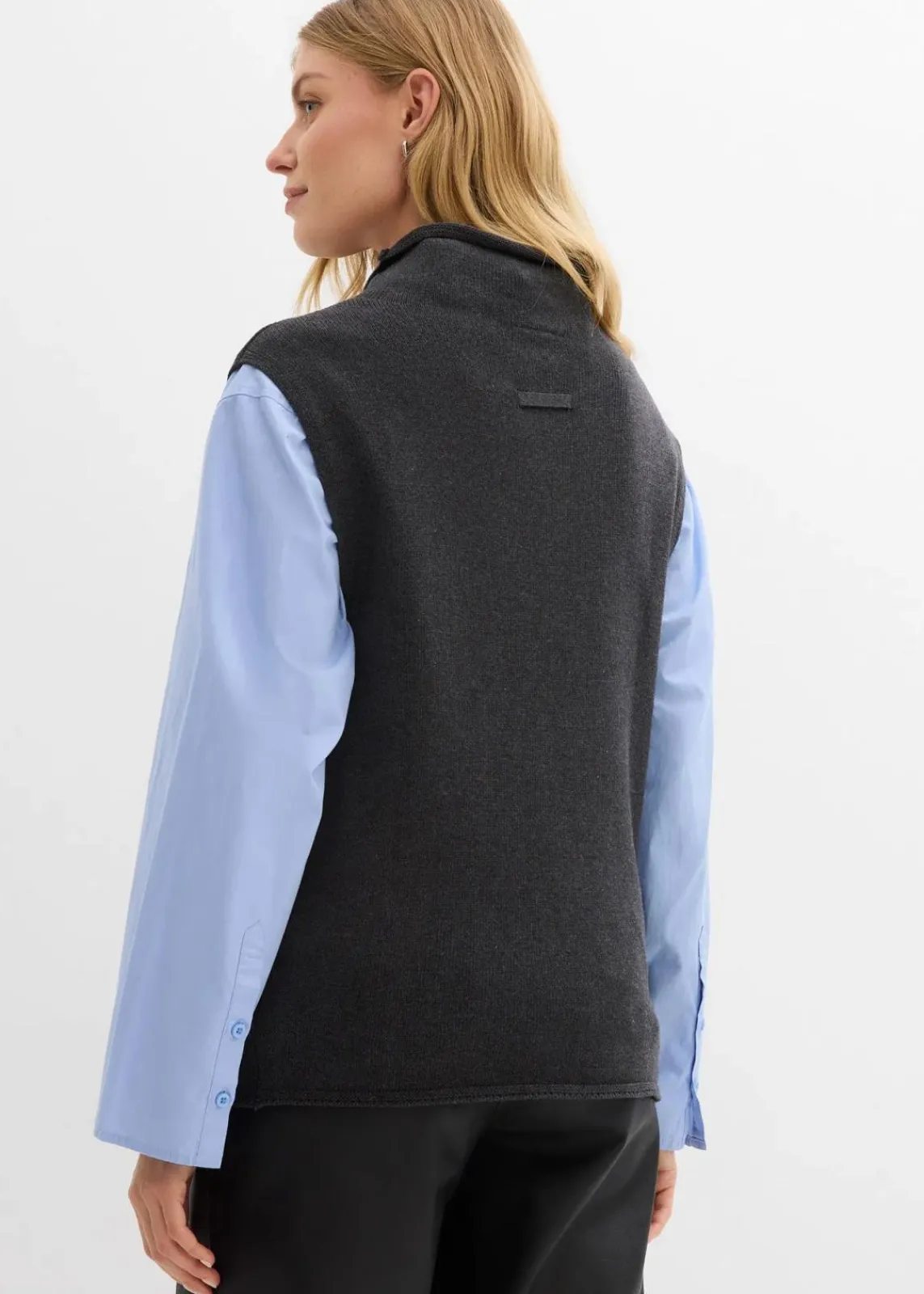 bonprix Pullover & Strickjacken|Strickmode^Pullunder aus reiner Baumwolle anthrazit meliert