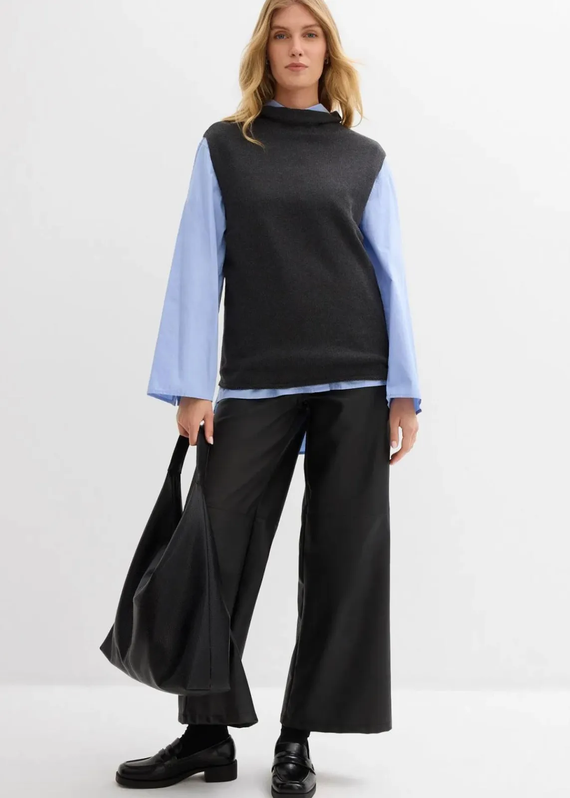 bonprix Pullover & Strickjacken|Strickmode^Pullunder aus reiner Baumwolle anthrazit meliert