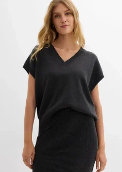 bonprix Bekleidung·Umstandsmode|Bekleidung·Jeans^Pullunder aus reiner Baumwolle anthrazit meliert