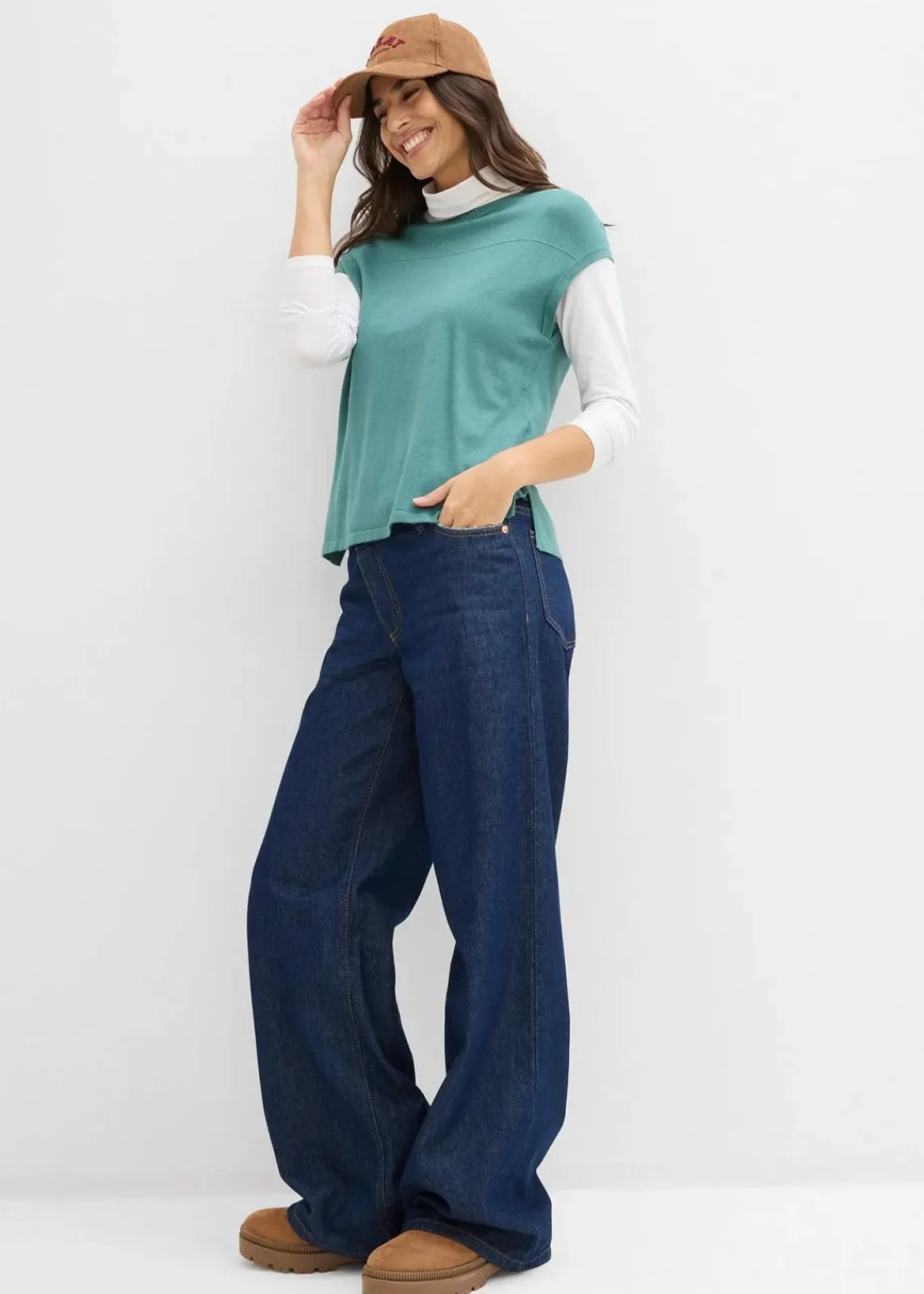 bonprix Bekleidung·Umstandsmode|Bekleidung·Jeans^Pullunder aus softem Viskose-Mix graugrün