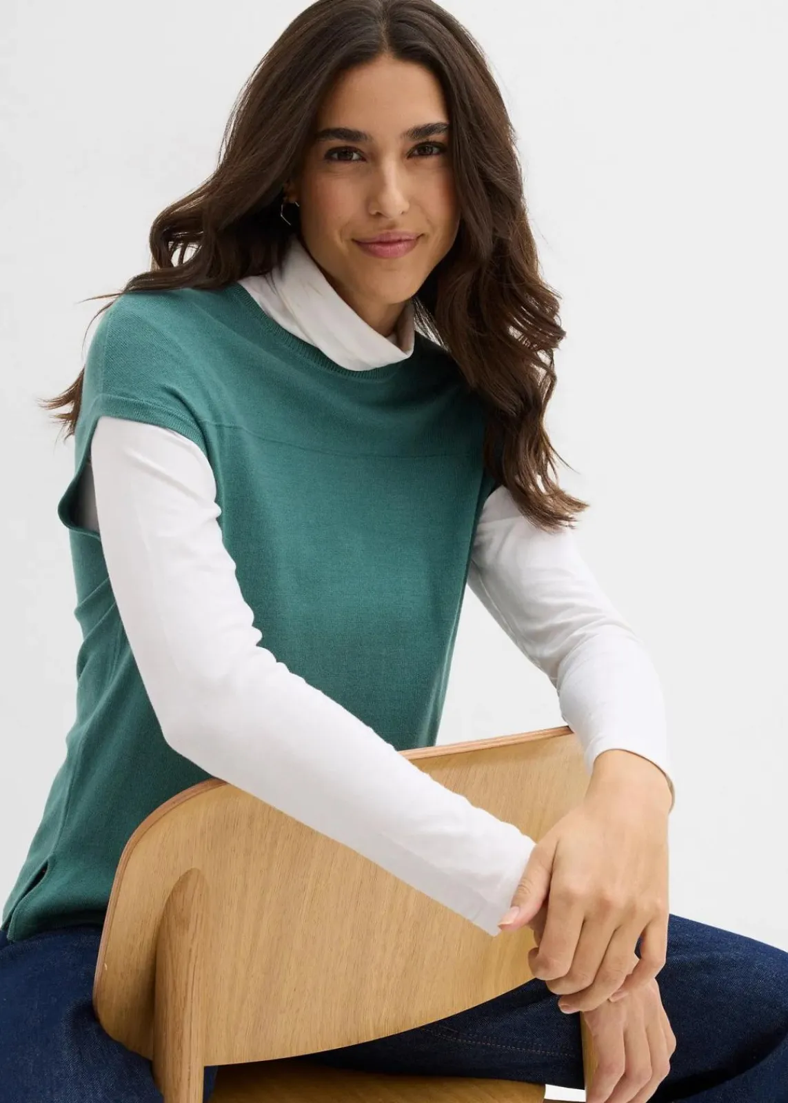 bonprix Bekleidung·Umstandsmode|Bekleidung·Jeans^Pullunder aus softem Viskose-Mix graugrün