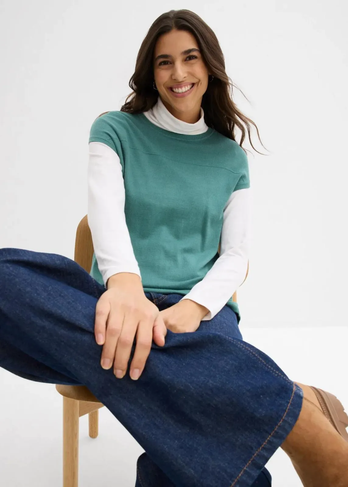 bonprix Bekleidung·Umstandsmode|Bekleidung·Jeans^Pullunder aus softem Viskose-Mix graugrün