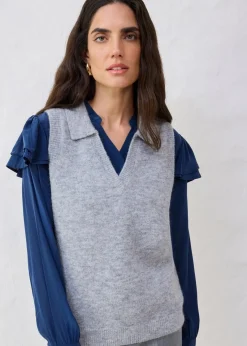 bonprix Bekleidung·Umstandsmode|Strickmode^Pullunder mit Alpakawolle hellgrau meliert