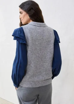 bonprix Bekleidung·Umstandsmode|Strickmode^Pullunder mit Alpakawolle hellgrau meliert