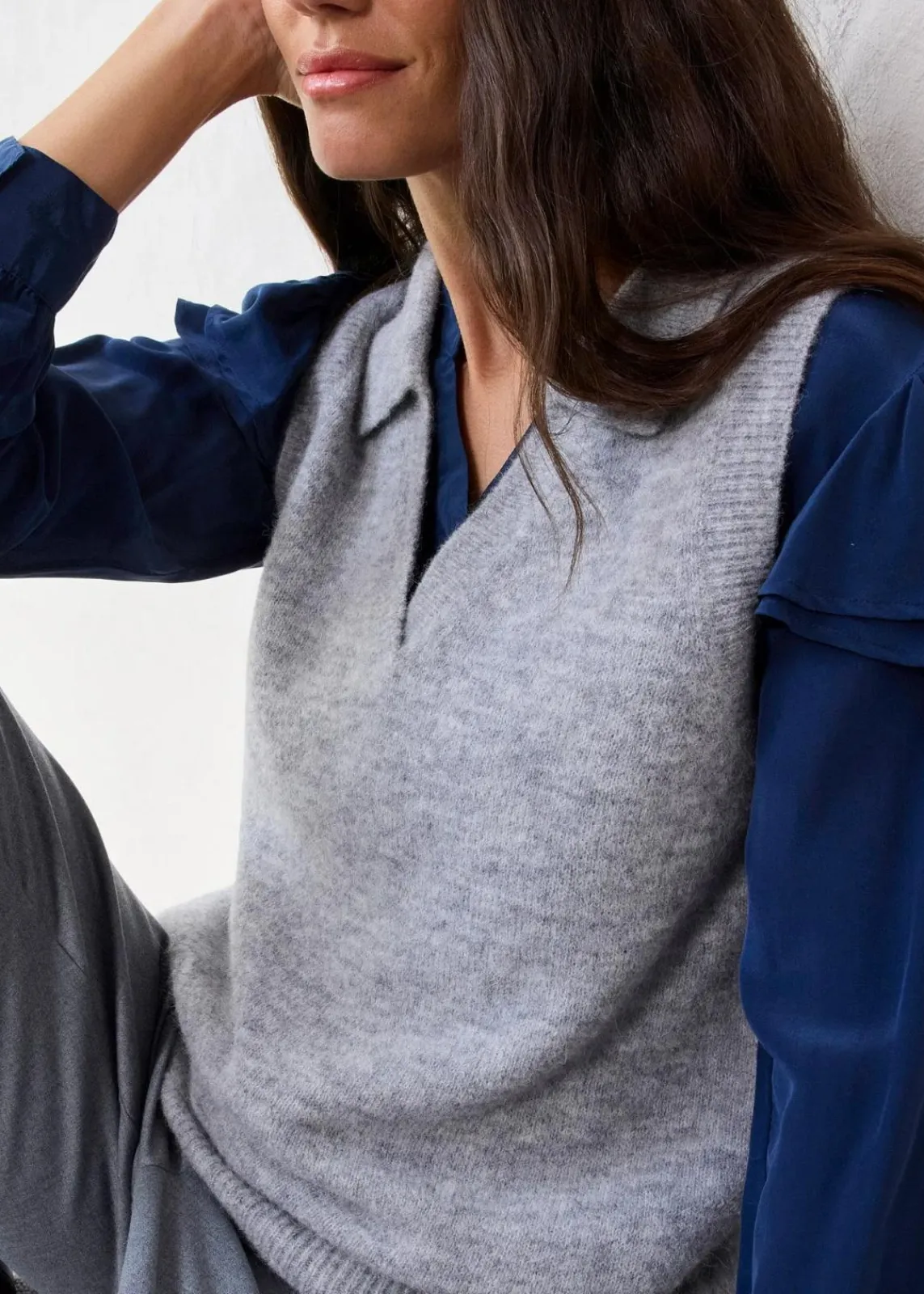 bonprix Bekleidung·Umstandsmode|Strickmode^Pullunder mit Alpakawolle hellgrau meliert
