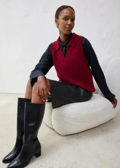 bonprix Pullover & Strickjacken|Strickmode^Pullunder mit Alpakawolle pflaumenrot