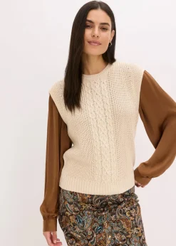 bonprix Bekleidung·Umstandsmode|Bekleidung·Jeans^Pullunder mit Baumwollanteil sand meliert
