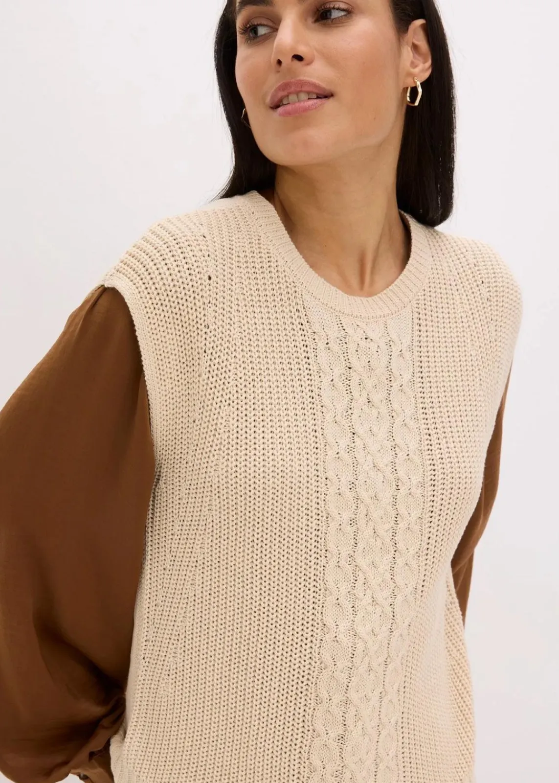 bonprix Bekleidung·Umstandsmode|Bekleidung·Jeans^Pullunder mit Baumwollanteil sand meliert