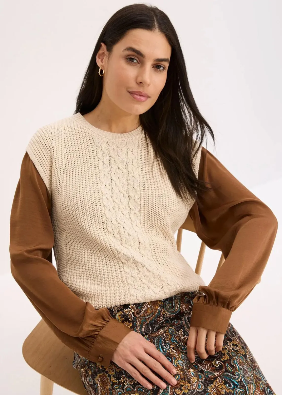 bonprix Bekleidung·Umstandsmode|Bekleidung·Jeans^Pullunder mit Baumwollanteil sand meliert