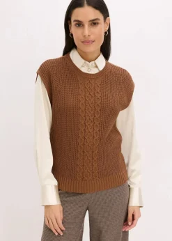 bonprix Pullover & Strickjacken|Strickmode^Pullunder mit Baumwollanteil pimentbraun