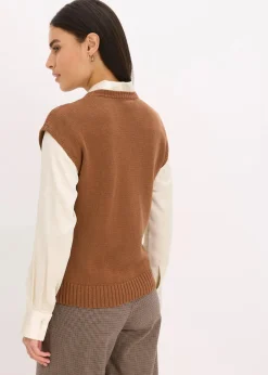 bonprix Pullover & Strickjacken|Strickmode^Pullunder mit Baumwollanteil pimentbraun
