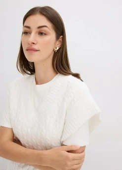 bonprix Bekleidung·Umstandsmode|Bekleidung·Jeans^Pullunder mit Zopfmuster wollweiß