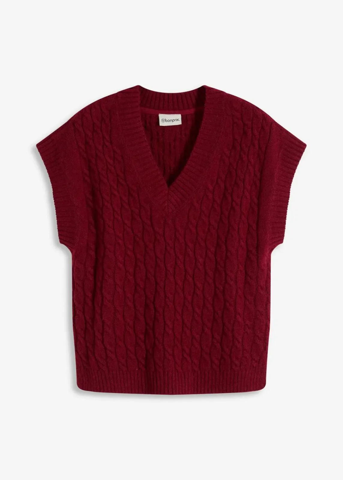 bonprix Nachhaltigere Materialien|Pullover & Strickjacken^Pullunder mit Zopfmuster pflaumenrot