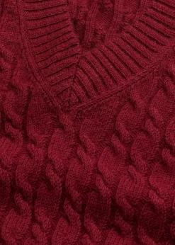 bonprix Nachhaltigere Materialien|Pullover & Strickjacken^Pullunder mit Zopfmuster pflaumenrot