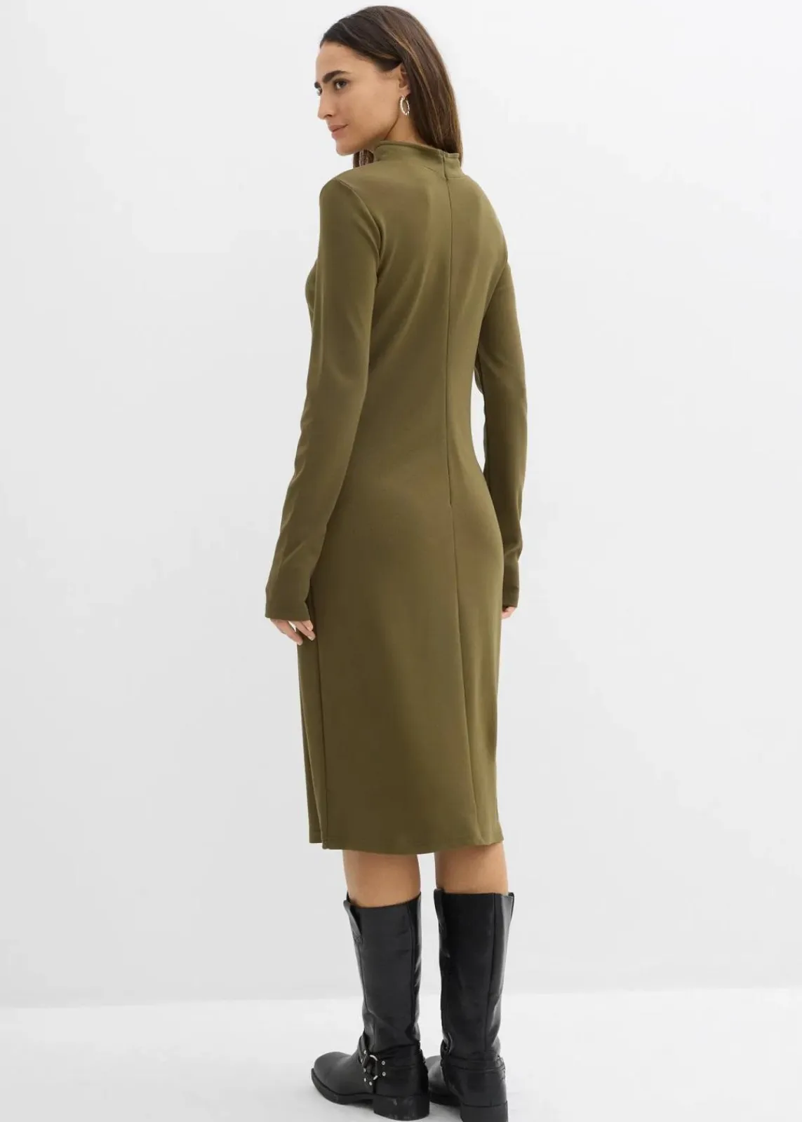 bonprix Kleider|Basics^Punto Di Roma Kleid mit Stehkragen erdoliv