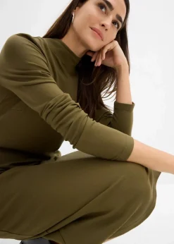 bonprix Kleider|Basics^Punto Di Roma Kleid mit Stehkragen erdoliv