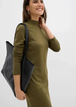 bonprix Kleider|Basics^Punto Di Roma Kleid mit Stehkragen erdoliv