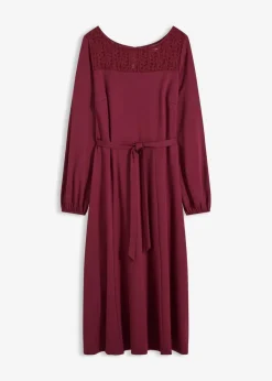bonprix Bekleidung·Pullover & Strickjacken|Kleider^Punto Kleid mit Spitze ahornrot