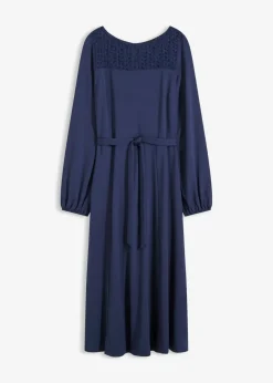 bonprix Kleider|Bekleidung·Pullover & Strickjacken^Punto Kleid mit Spitze dunkelblau