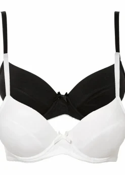 bonprix Wäsche·Baumwollunterwäsche|Nachhaltigere Materialien^Push-up-BH mit Bügel mit Bio-Baumwolle (2er Pack) schwarz + weiß