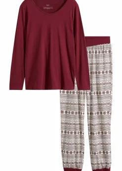 bonprix Wäsche·Nachtwäsche|Nachhaltigere Materialien^Pyjama ahornrot gemustert