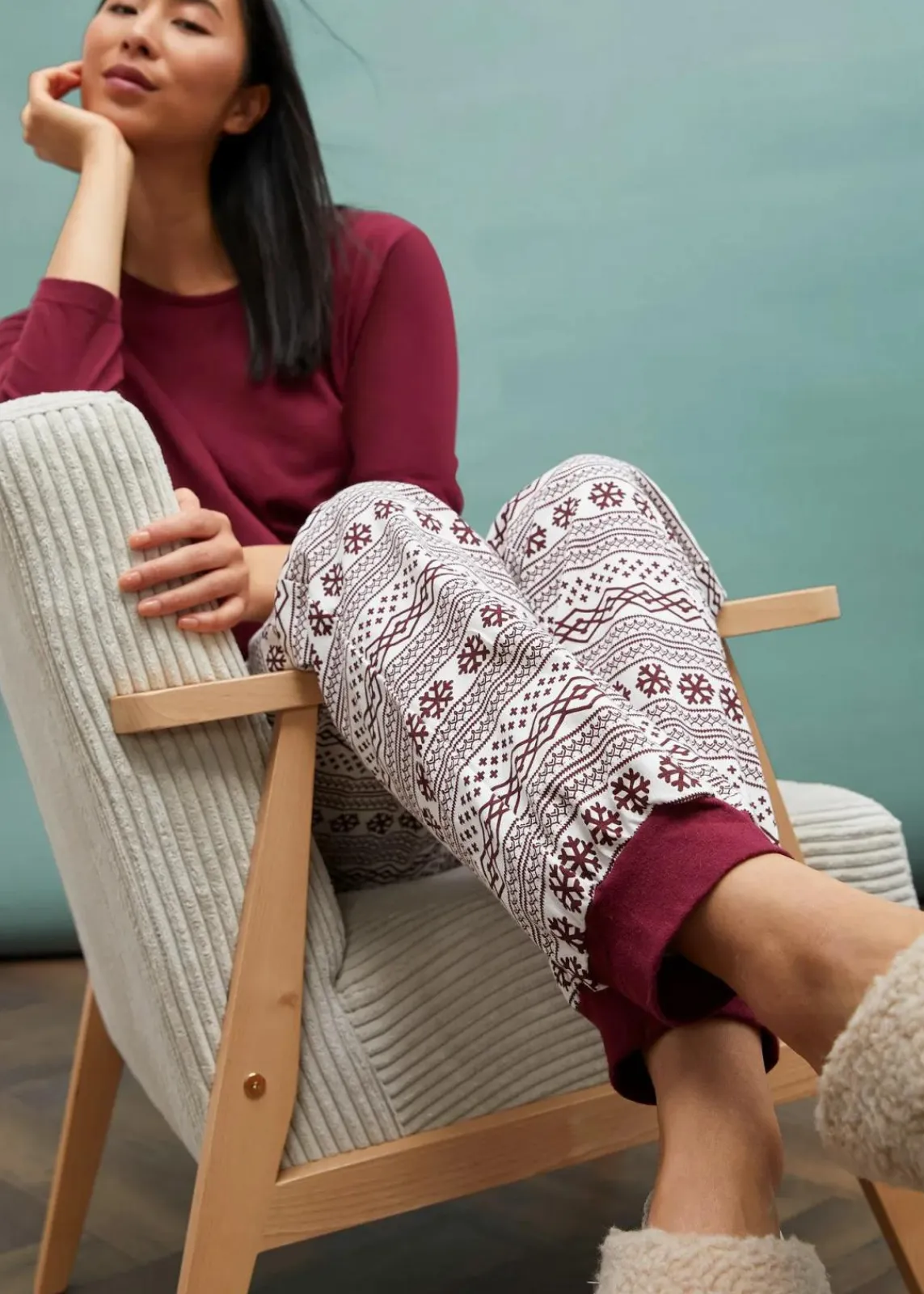 bonprix Wäsche·Nachtwäsche|Nachhaltigere Materialien^Pyjama ahornrot gemustert