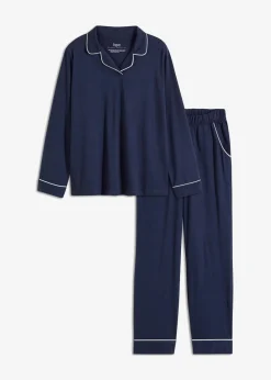 bonprix Wäsche·Nachtwäsche|Nachtwäsche^Pyjama aus reiner Baumwolle dunkelblau